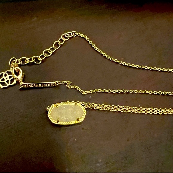 Kendra Scott Elisa Necklace Iridescent Drusy gold tone - Picture 2 of 4